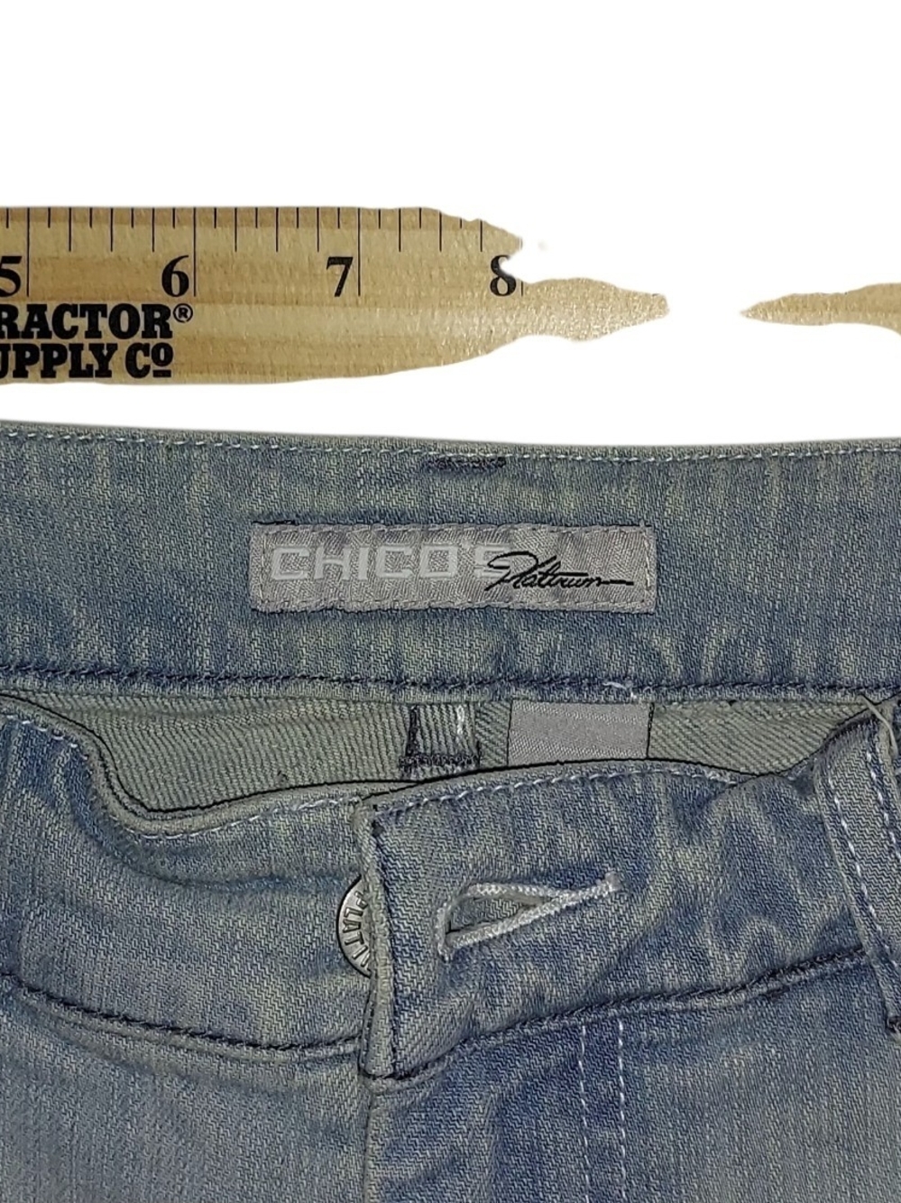 Chico's Platinum Gray-Blue Flare Jeans - Picture 4 of 6